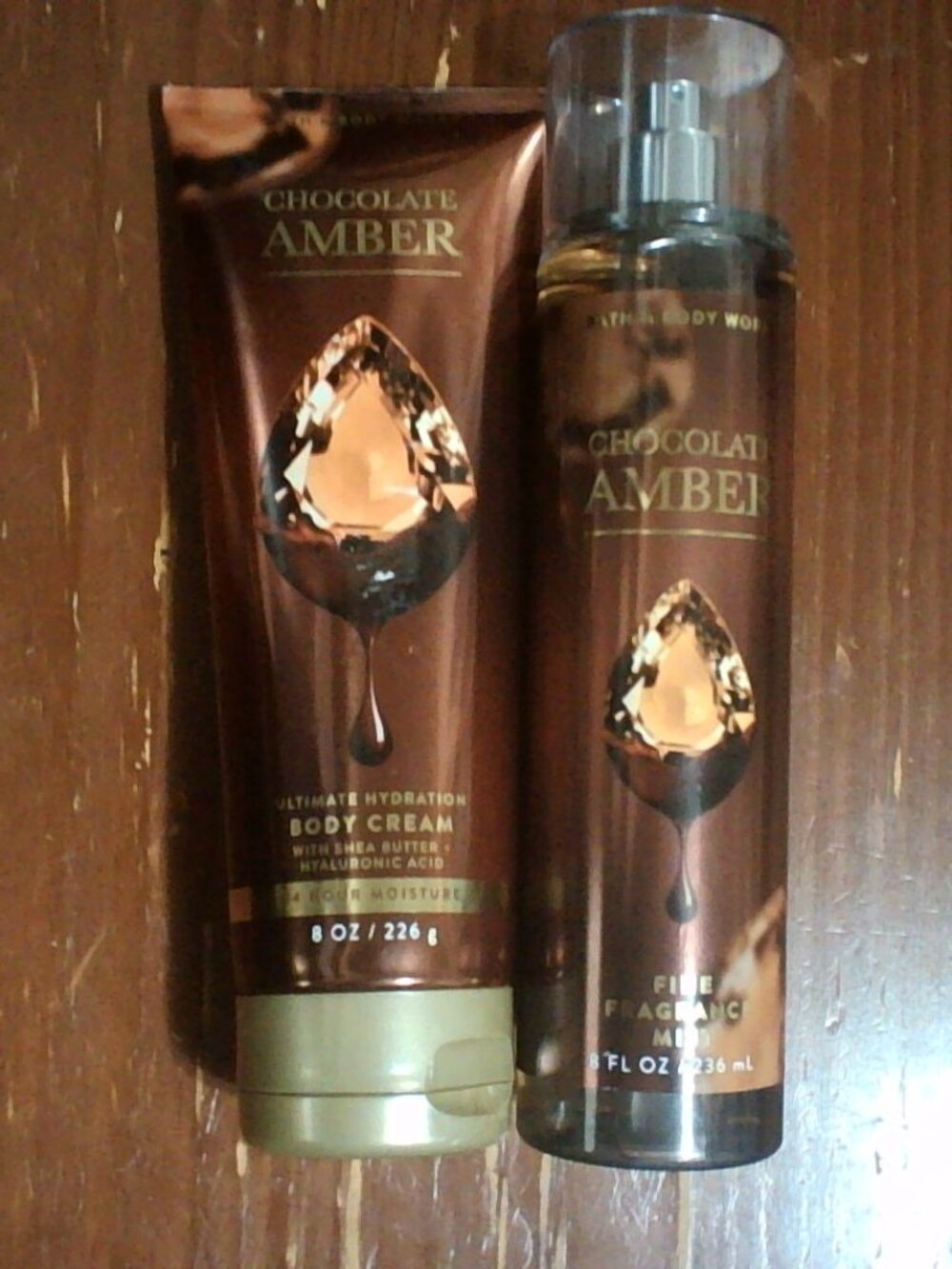 Bath & Body Works Chocolate Amber Body Cream & Fragrance Mist Set - Brown